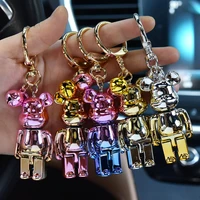 personality keychain acrylic keychains women bear creative cartoon bag pendant colorful bell fashion jewelry accessories