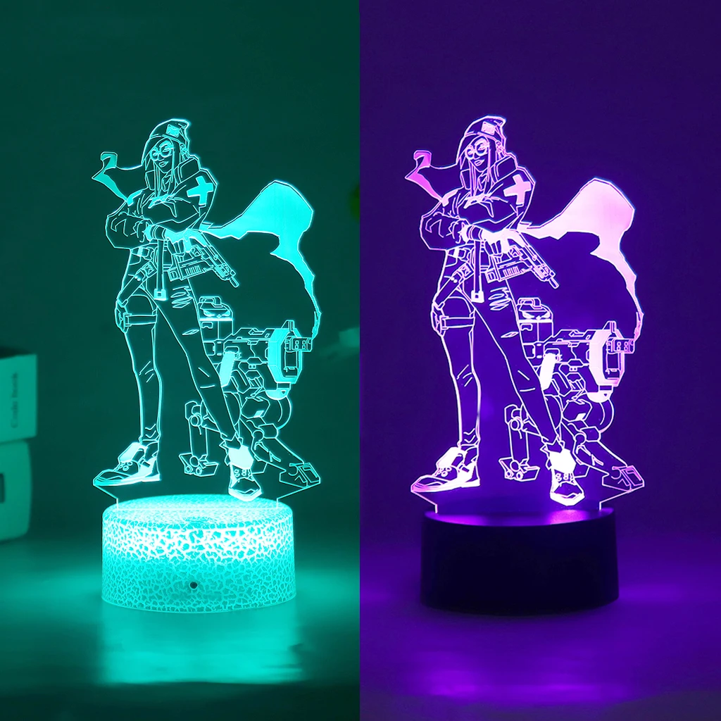 

Новый VALORANT Killjoy Sova 3D светодиодный ночник для детей Аниме Фигурка Випер спальня закат лампа Декор Дети Иллюзия подарок поломка