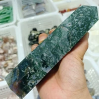 natural water grass agate stone column crystal energy decoration