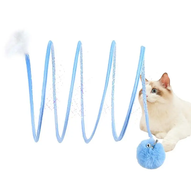 

S Shaped Cat Tunnel Tube Pet Collapsible Toy Folded Cat Tunnel Spring Toy For All Breeds Cats Kitten Puppy Rabbit Interactive To