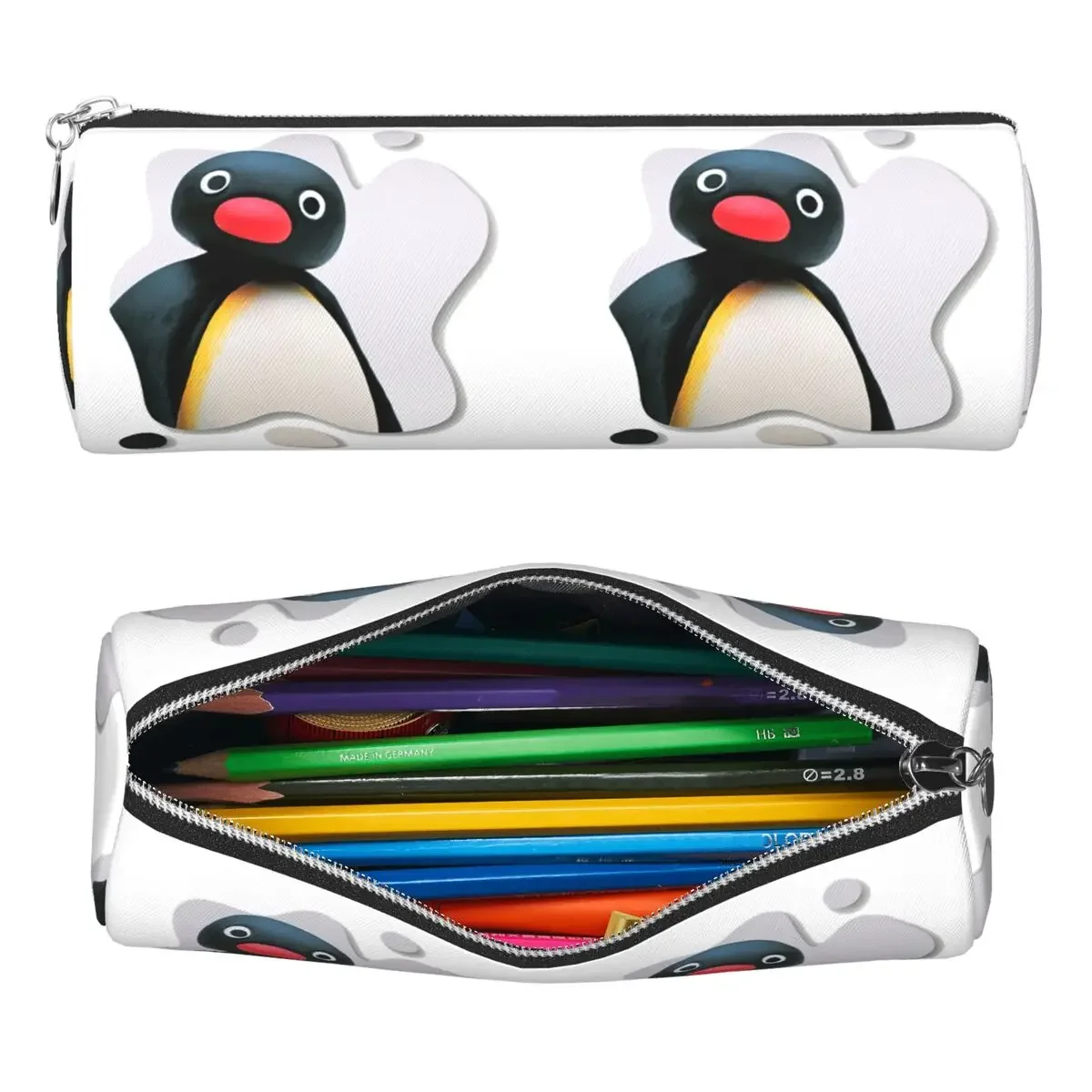 Фото Пенал-цилиндр Pingu Pinga Penguin TV для мальчиков и девочек, сумка для ручек и карандашей, канцелярские принадлежности №1