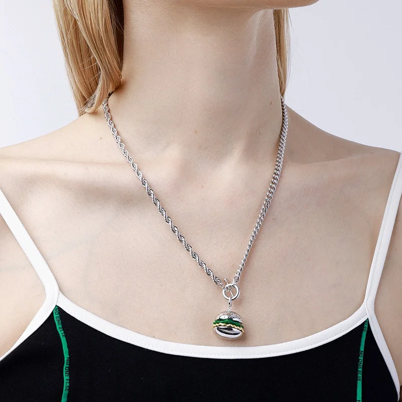 [Same Sle as Stars] VIGG Hamburger Necklace Women Light Luxury 2023 New Versatile High Sense Accessories