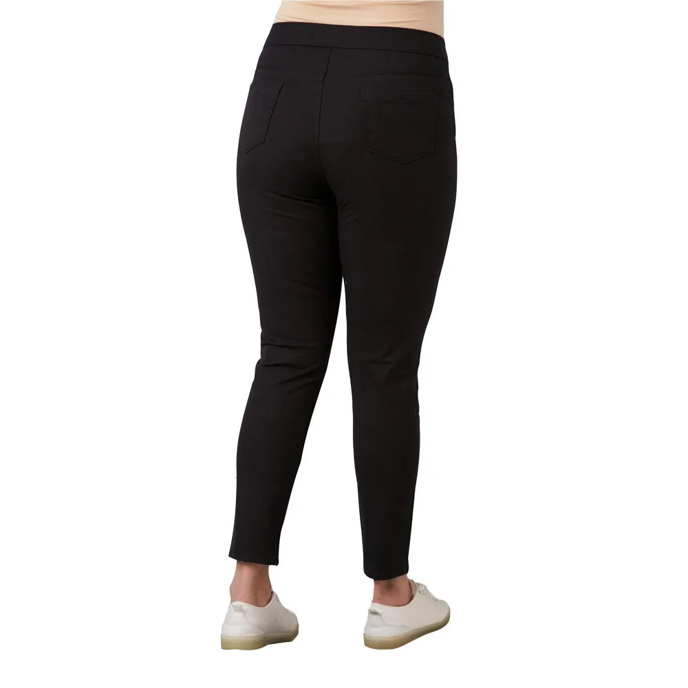 Fierte Women Plus Size Pants Rg1542 Jean High Waist Tight Trotting Ribbon Detail Zipper Closure Cotton Spring Summer