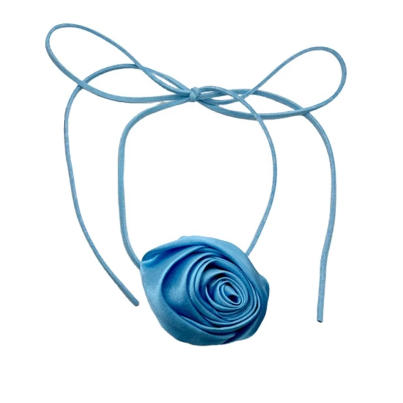 

Fabric Rose Flower Necklaces Wedding Jewelry Gift for Women Teens Girls