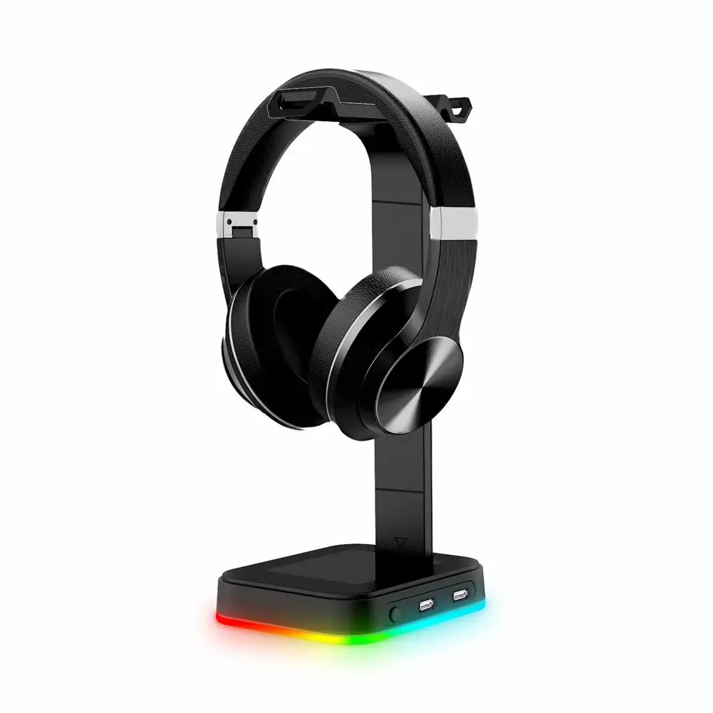 

Colorful Rgb Wired Gaming Headset Stand Holder Non-slip Base Dual Usb Computer Desktop Storage Rack Display Hanger Bracket