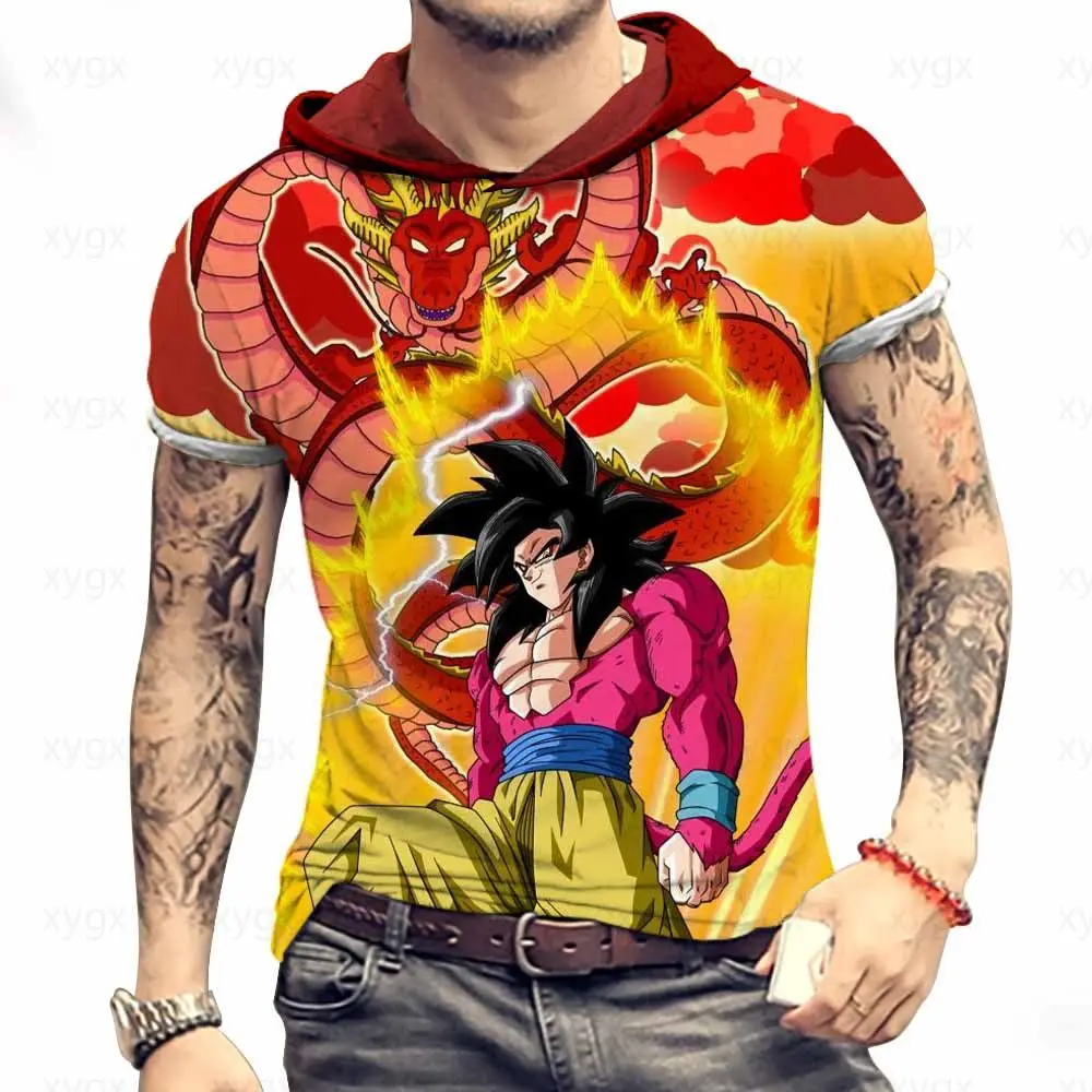 

Hooded Sweatshirt for Men Cool 3D Print Men's Clothing Anime Travel Party Goku Vegeta T-Shirt With Hood Oversized Hip Hop Cool