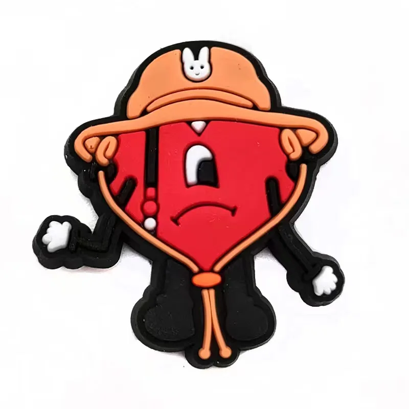 18-48pcs/set Hot sell Clown Garden Shoes Accessories PVC Bad Bunny Shoe Decorations Fit Kids Croc Jibz Charm X-mas Gift