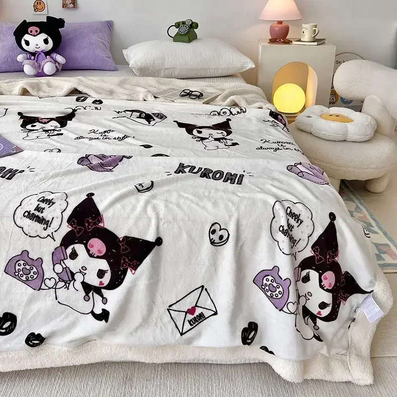 Новое бархатное одеяло Hello Kitty Cinnamoroll Kuromi My melody детское двухстороннее офисное для