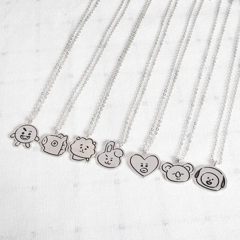 

New BT21 Kawaii Cartoon series Peripheral Korean version alloy necklace cute necklace pendant girl heart couple gift accessories