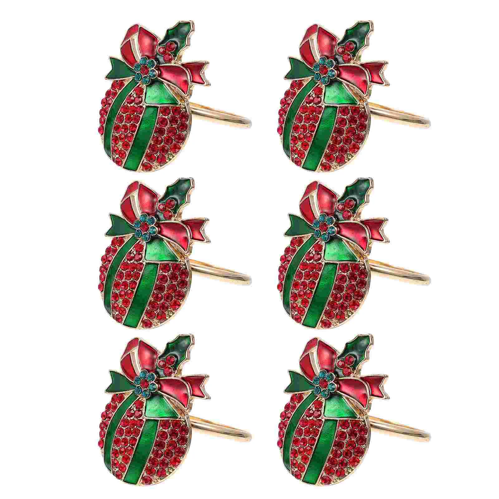 

Napkin Rings Christmas Holders Jingle Bell Bandsholiday Deer Metal Serviette Buckle Festive Crystal