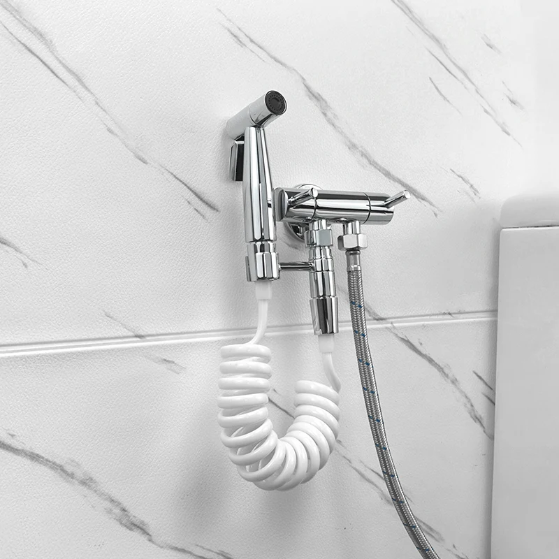 

Bidets Faucet Black Chrome Toilet Cleaner Set Shower Spray Bidet Sprayer Bathroom Faucets Wall Mount Cold Shower Shattaf Bidets