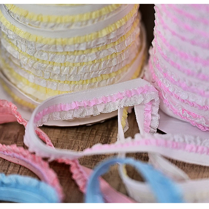 Эластичный кружевной трим 12 мм полиэстер/нейлон 5 ярдов