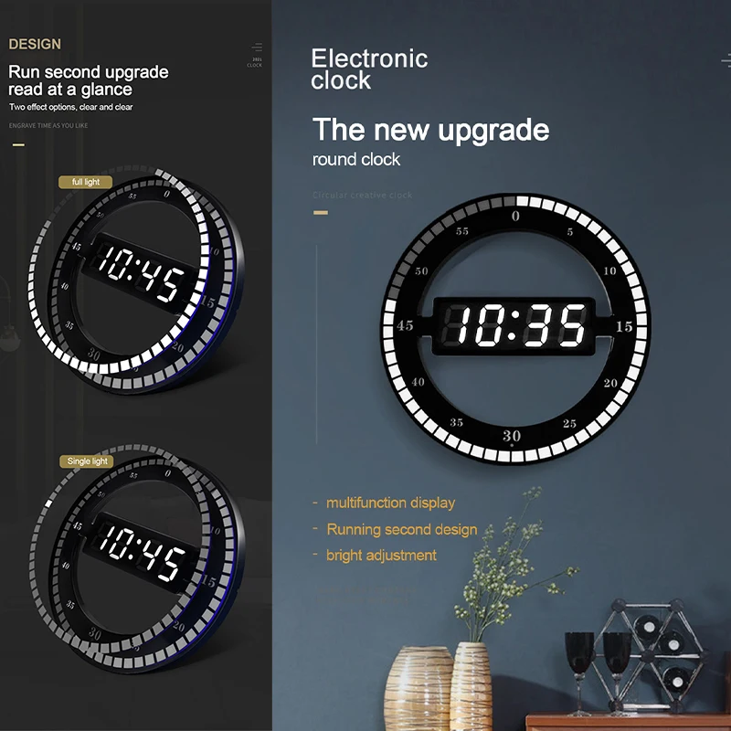 Круглая светодиодная подсветка 3D, 2 режима, время скачка секунды, 4 ...