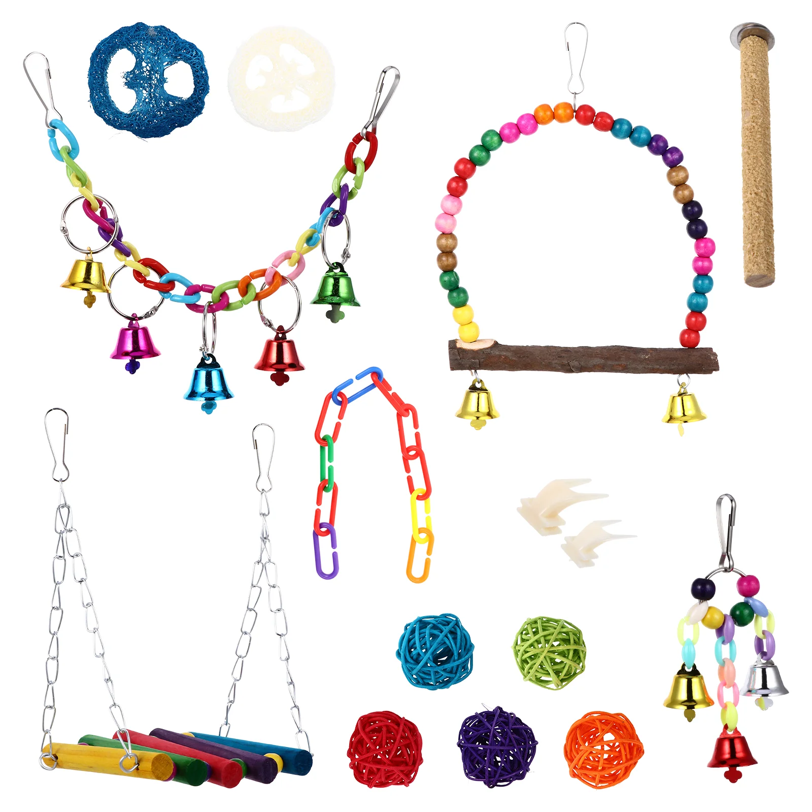 

Parrot Toy Toys Bird Hanging Swing Bite Cage Hammock Perches Climbingcockatiel Chew Wooden Set Chewing