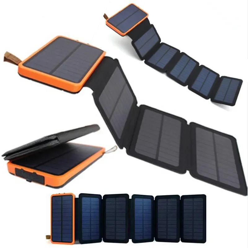 

KERNUAP Folding Solar Panel 12W 10W Power Battery 30000mah max Solar Cell Universal Phones Power Bank Charger Outdoors External