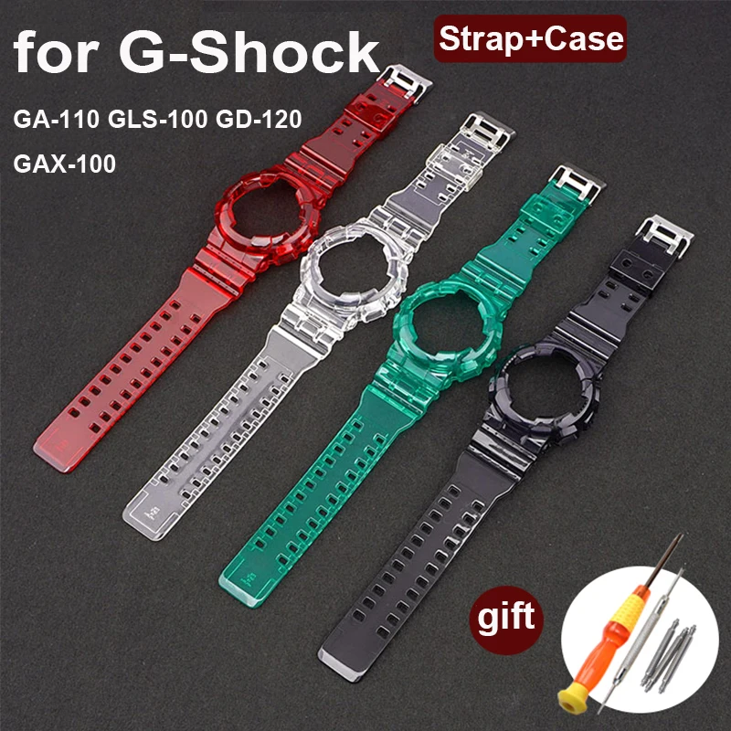 Ремешок для Casio G-Shock GA-100/110/120 GD-100/110/120 GAX-100 силиконовый ремешок прозрачный