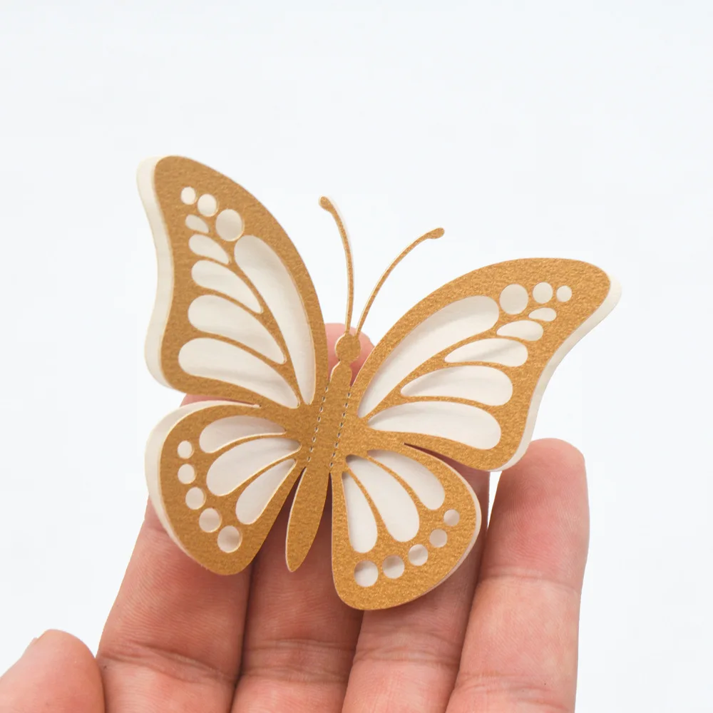 20 шт./компл. двухслойная Настенная Наклейка в виде бабочки 3D розовая ажурная