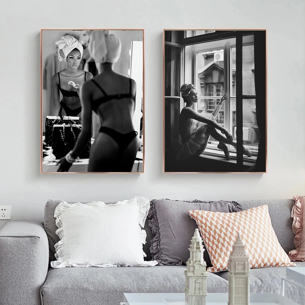 Черно-белый плакат для фотосъемки роскошная модная Картина на холсте с