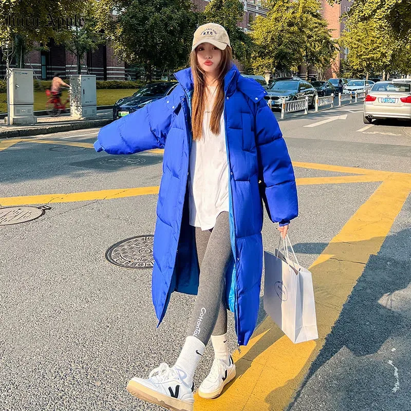 Women's Winter Parkas 2022 Jackets Woman X-long Coats Solid Hooded Thicken Warm Female Snow Wear Outerwear Padded Loose Clothes