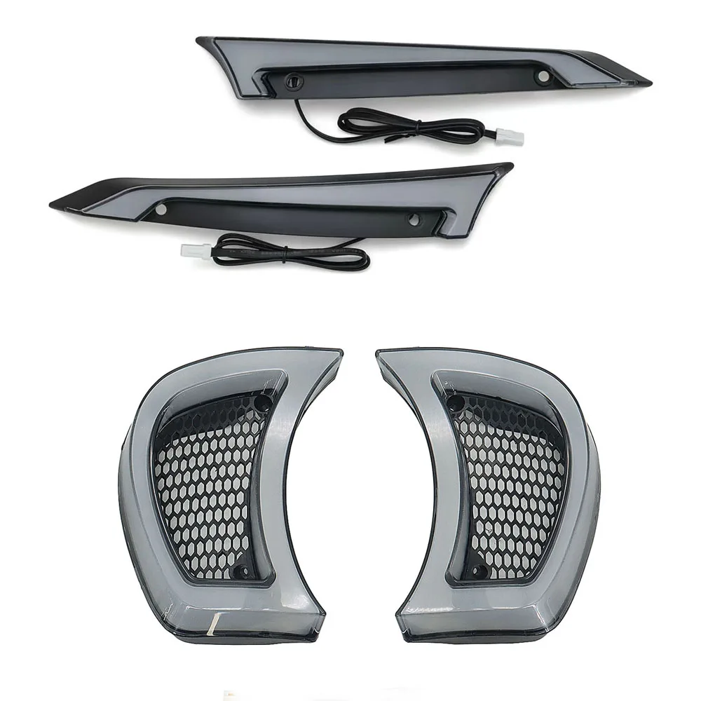 

Мотоциклетные хромированные/черные декоративные лампы для лобового стекла, дневные ходовые огни и указатели поворота для Harley Road Glides