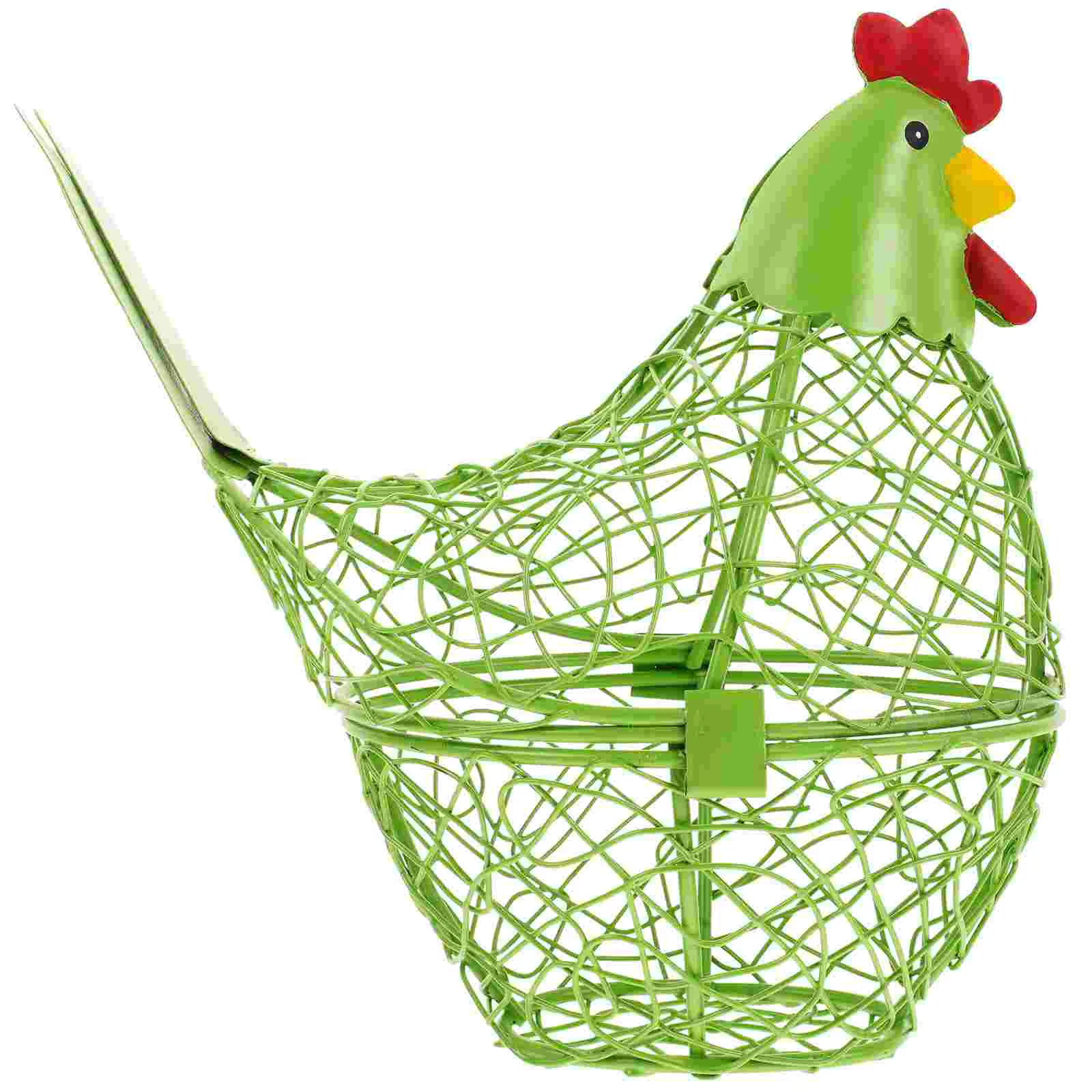 

Metal Basket Wire Fruit Baskets Green Tinsel Egg Collecting Basket Green Home Decor Egg Gathering Basket Desktop Hen Egg Basket