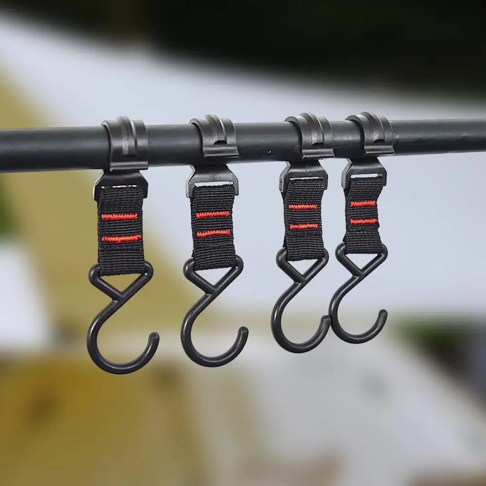 

Portable 4Pcs Useful S-Shaped Tent Rod Mount Storage Hanger Convenient Hanging Storage Hook Rust-proof Outdoor Supplies