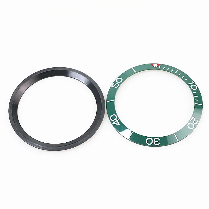 38.5mmx31.5mm High Quality Ceramic Bezel Insert For Diving Watch Case Black Green Watch Outer Bezel Ring Parts Replacement