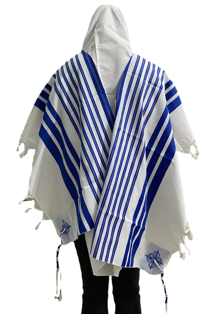

Tallit Prayer Shawl 140x190cm Israel Jewish Large Size Tallits Royal Blue Talit Tzitzits for Women Men Gift Talitnia Scarf