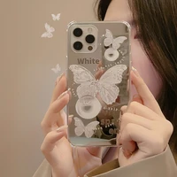 crystal butterfly mirror tpu soft frame pc cover for iphone 13 pro 12 pro max 11 8 plus xs max xr 7 luxury japan phone case capa