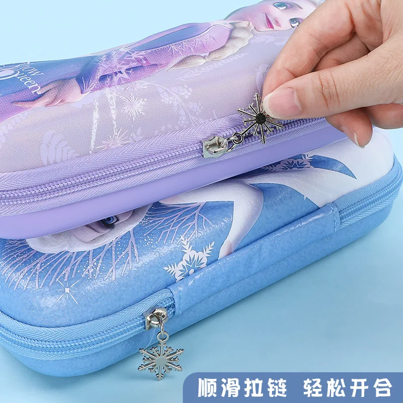 Disney Children's Stationery Box Multifunctional Frozen Student Cartoon Pencil Case 3d Stereoscopic Large Capacity with Zipper