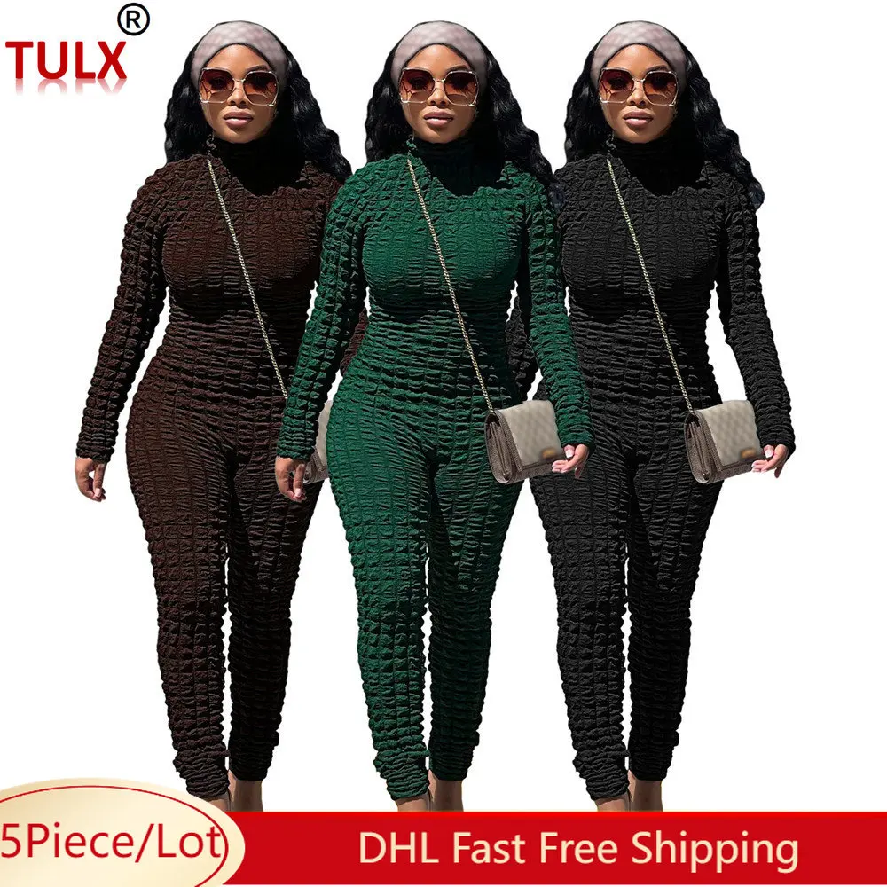 

Женский Облегающий комбинезон с длинным рукавом, осенне-зимний однотонный комбинезон-леггинсы, 5 шт.