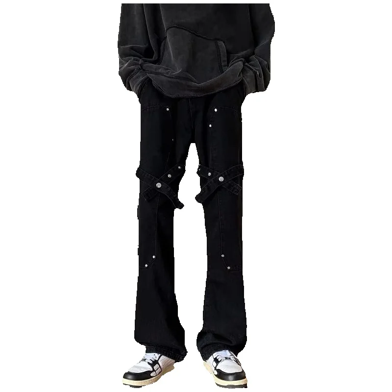 Black Baggy Jeans Men Fashion Casual Retro Straight Jeans Men Japanese Streetwear Hip-hop Loose Denim Pants Mens Trousers S-3XL