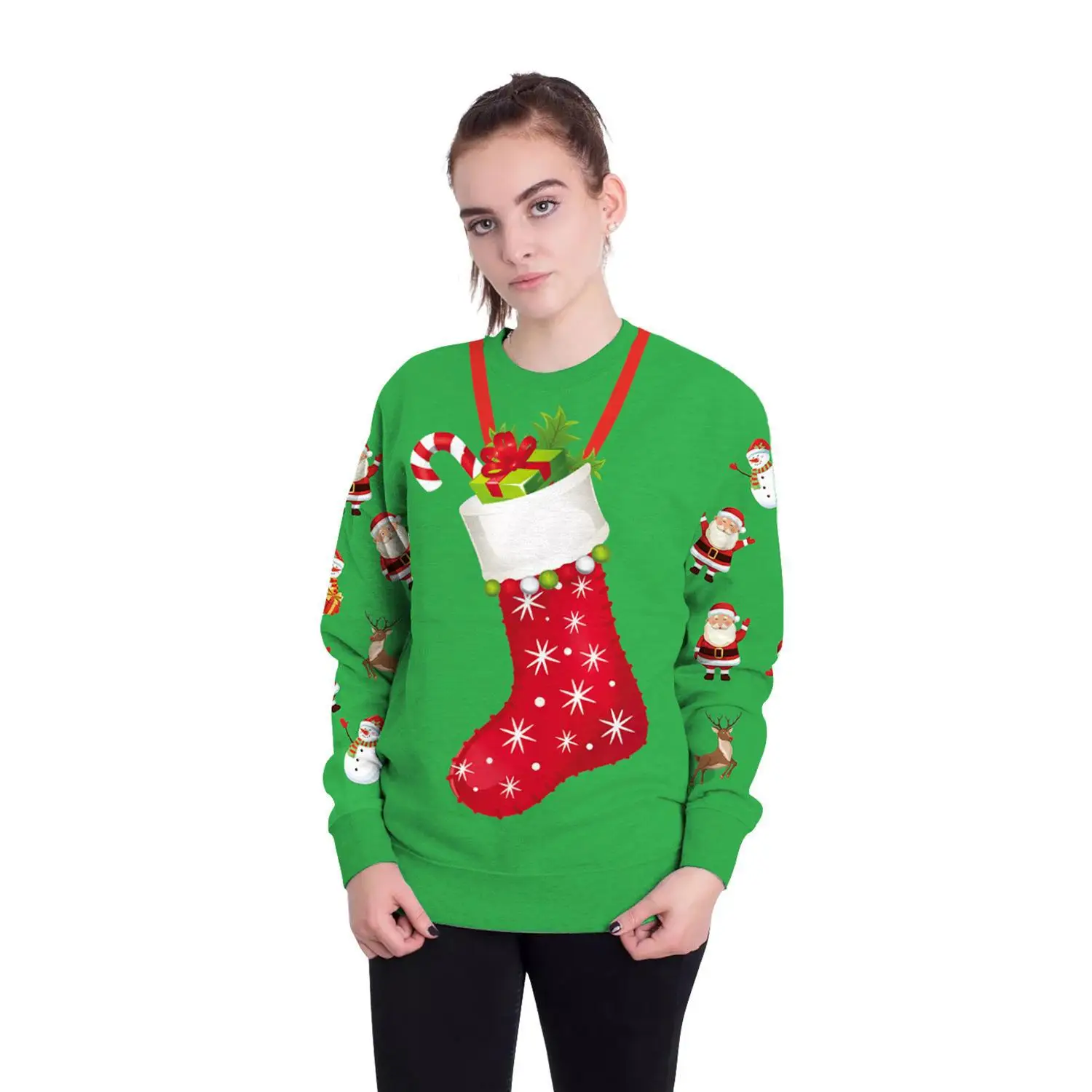 

Рождественский свитер унисекс для мужчин и женщин, Уродливый Рождественский свитер с 3D принтом, праздничный Забавный узор в виде монстра, осенне-зимняя Рождественская одежда