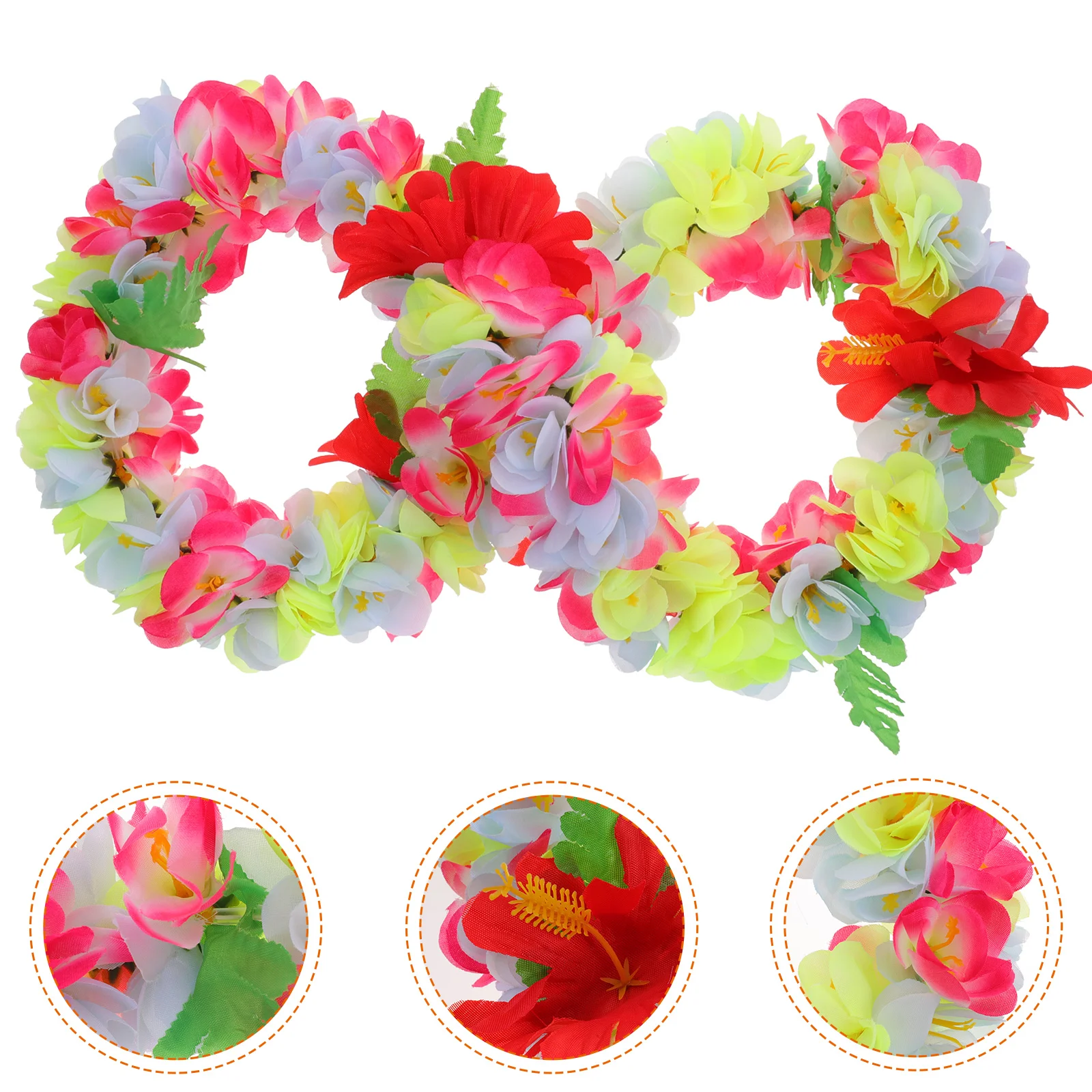 

Гавайские ожерелья Luau Flower Leis Prom Гавайская фотогирлянда, пляжный высококачественный венок