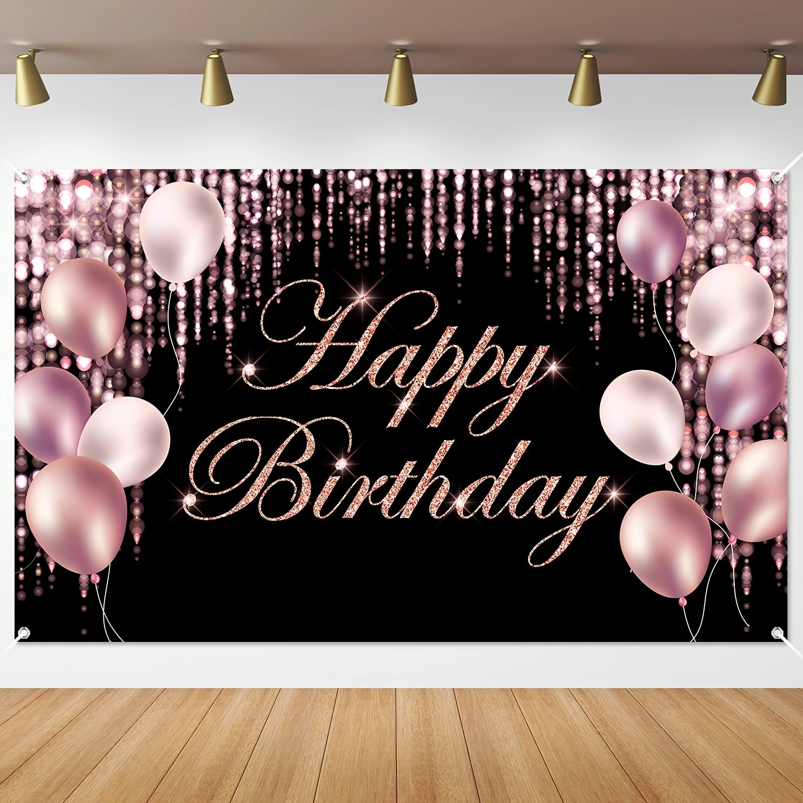 День рождения с розовым золотом большой тканевый воздушный шар логотипом