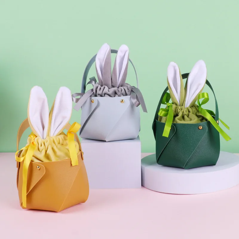 

10pc Easter Baskets Gifts Velvet Rabbit Cute Candy Bags Wedding Birthday Party Decoration Decorations Easter Bags Wholesale