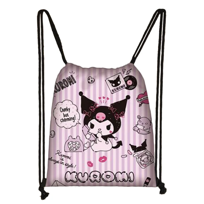 

Sanrio Kuromi Kawaii Storage Bag Girl Anime Figures Toy Cartoon Travel Cartoon Backpack Large Capacity Kid Student Birthday Gift