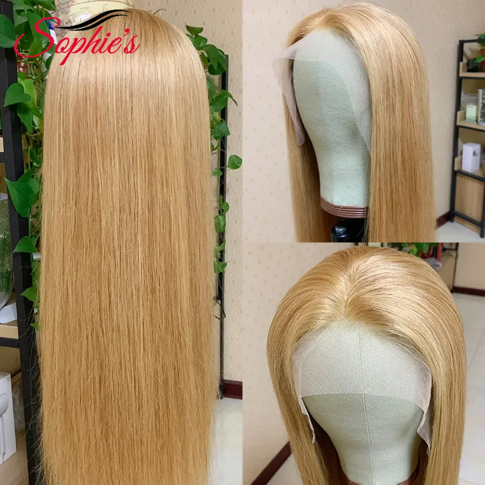 Фронтальный человеческий парик Sophie's 27 блонд 13*4 Для Женщин бразильские прямые