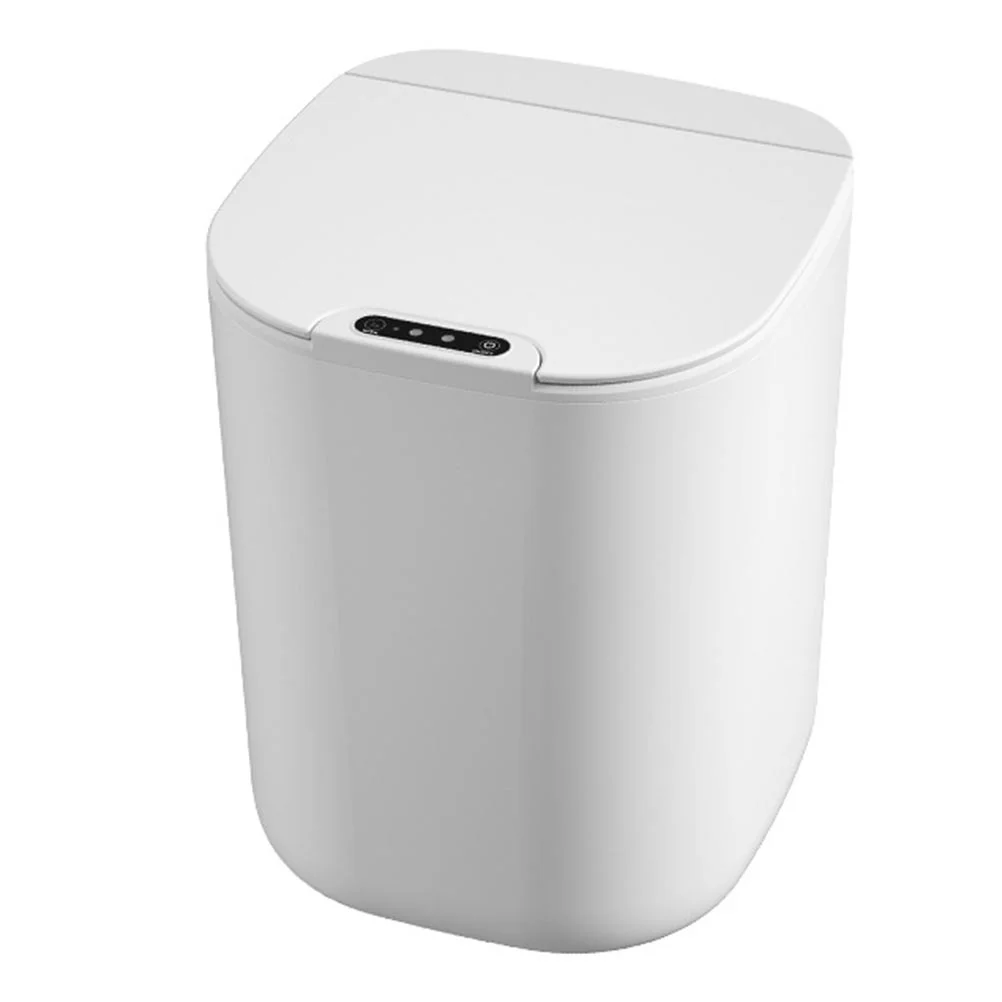 

1pc Intelligent Sensor Garbage Can Trash Bin with Cover Garbage Container(White)