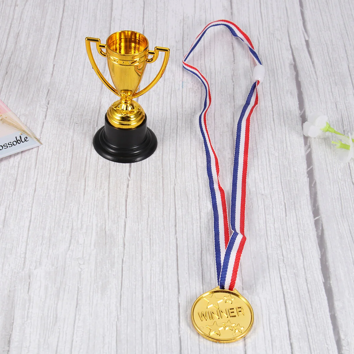 

Trophy Cups Medal Set, Reward Small Prize Cup Medal Golden Award Trophy Props for Kids School 8sets