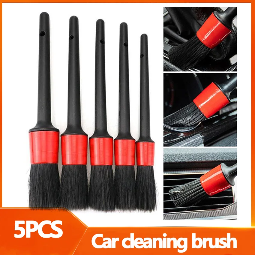 Car wash beauty supplies 5-piece cleaning detail brush Auto interior and exterior air outlet gap cleaning brush