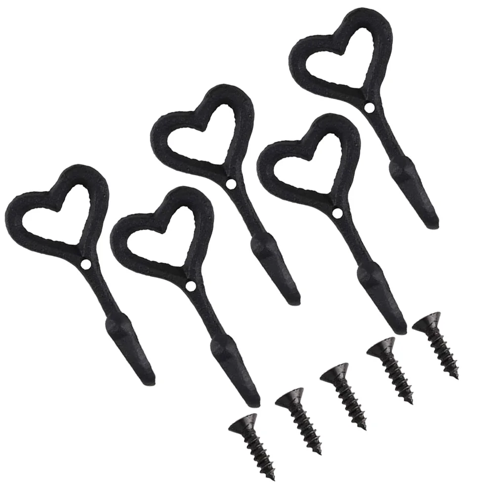 

5Pcs Heart Hooks Iron Art Hooks Wall Hanger Love Shaped Hooks Home Decor