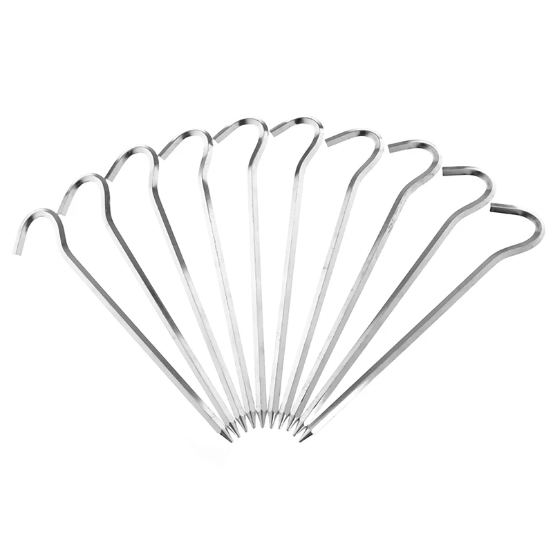 

10Pcs/SET Silver Length 18cm, Diameter 0.6cm Tent Pegs Aluminum Alloy Tent Nail Tent Stake Nails Ground Pin