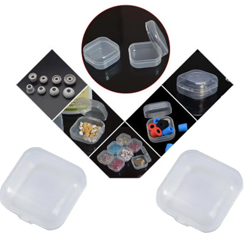 

10Pcs Mini Plastic Square Translucent Packing Storage Dustproof Durable Strong Jewelry Earplug Trinket Pill Portable Clear Box