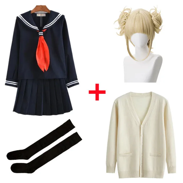 Anime My Hero Academia Himiko Toga Cosplay Costume JK Uniform Skirts Sweater Coat Halloween Christmas Clothes Women Girls images - 6