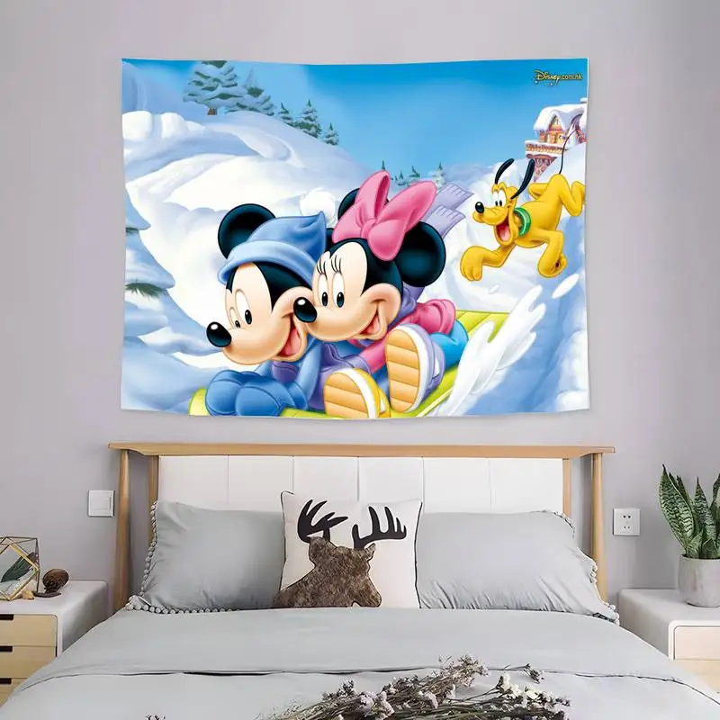 

Mickey And Minnie Tapestry Picnic Blanket Bedspread Beach Towel Yoga Mat Tablecloth Curtains Home Decor Room Bedroom Tapestry