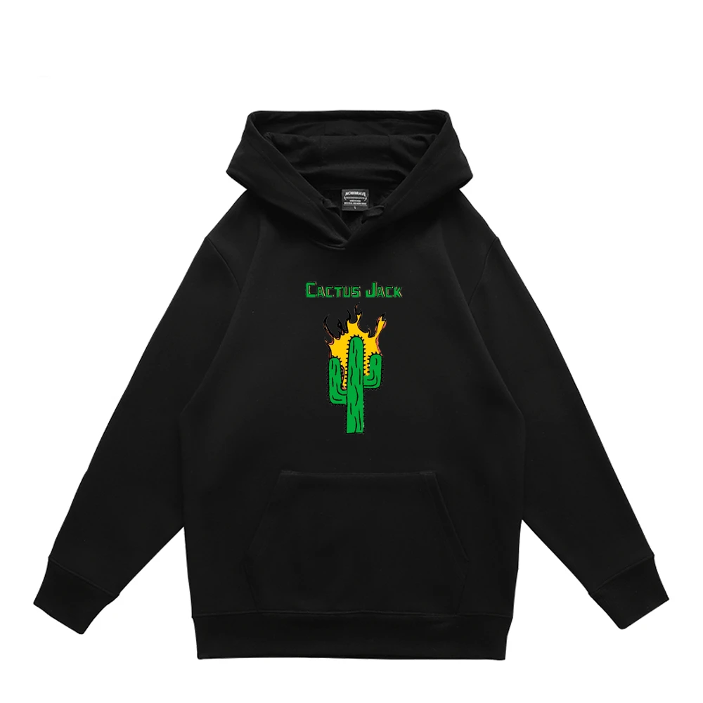 

Cactus Jack Hip Hop Style Hoodie Men Women Travis Scott Print Fall/Winter Fleece Oversized Hooded Sweatshirt Tops Black Pullover