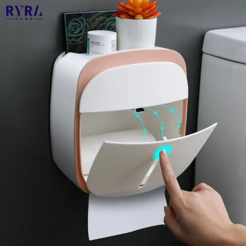 

1pc Plastic Toilet Paper Holder Waterproof Paper Towel Holder Wall Mounted Bathroom Shelf Storage Box Portable Toilet Roll Holdr