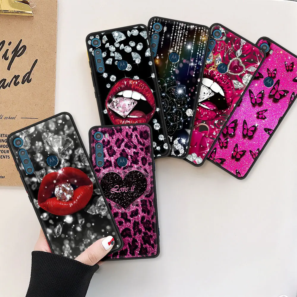 

Black Case for Motorola Moto G30 One Fusion G9Play G8Power G60 G9Plus E6s One Hyper G Stylus SmartPhone Cover Queen Diamond Sac