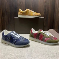 new woven casual sports shoes designer brand mens low top board shoes adopt imported mixed color woven cowhide stitching